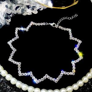 Rhinestone Silver Tone Choker